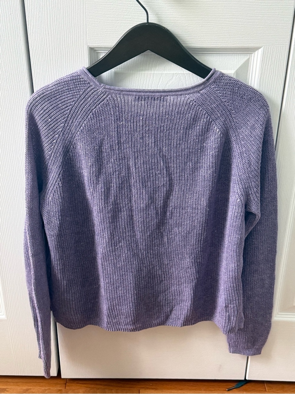 White + Warren Lilac 100% Linen Sweater - Picture 3 of 4